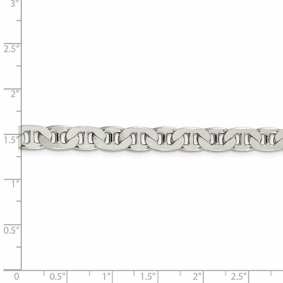 Men's 6.5mm Sterling Silver, Solid Flat Anchor Chain Necklace, 24 Inch - Picture 5 of 8
